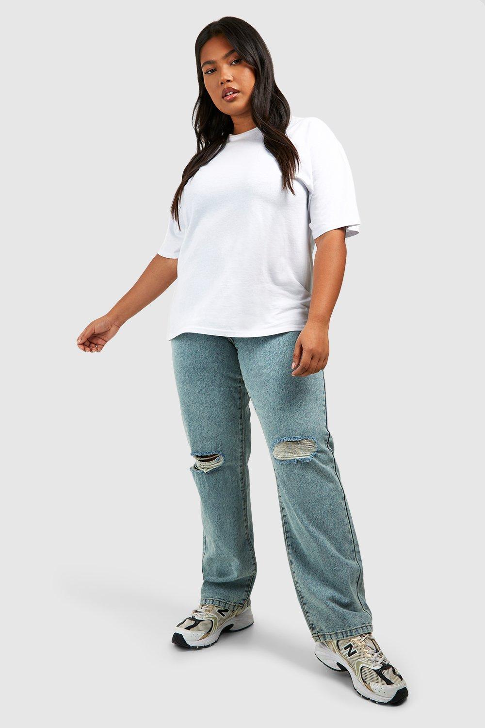 Grande taille Jean d chir basique taille haute boohoo